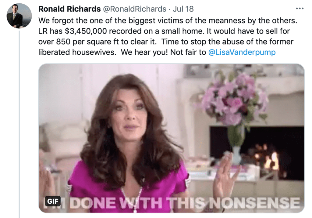 Ronald Richards posted and tagging LisaVanderpump