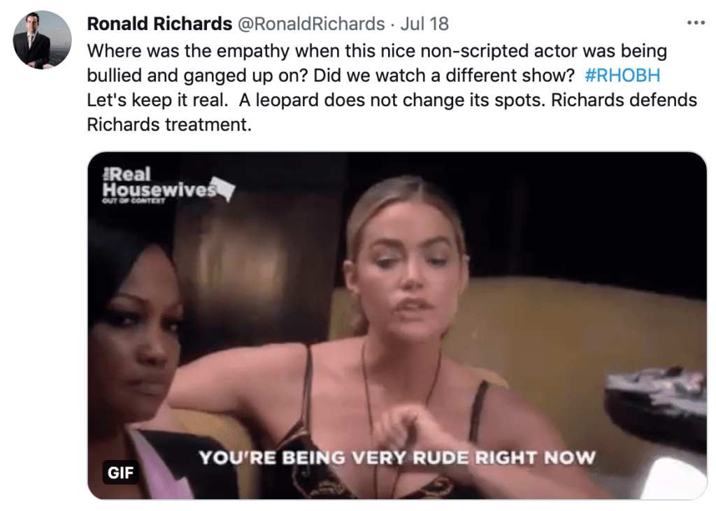 Ronald Richards defend Richard's Treatment