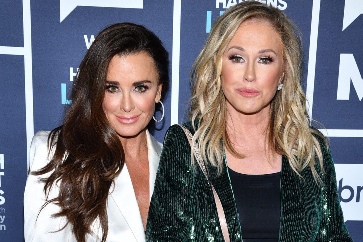 Kyle Richards and Kathy Hilton pose for photo after filming WWHL