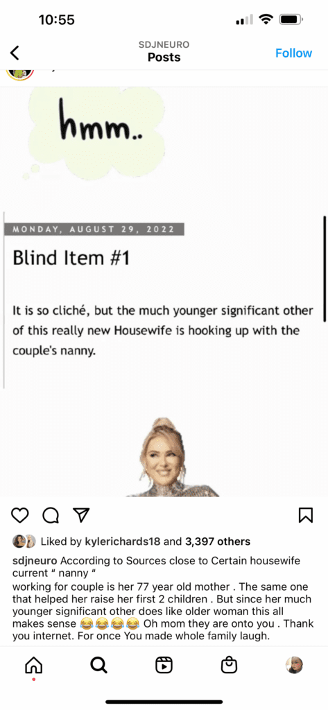 Blind Item Instagram post