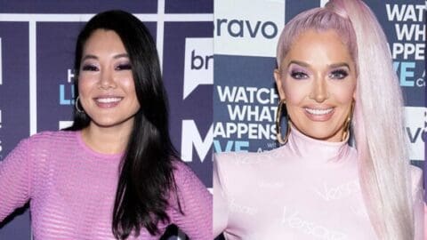 crystal minkoff and erika jayne wear pink while appearing on wwhl