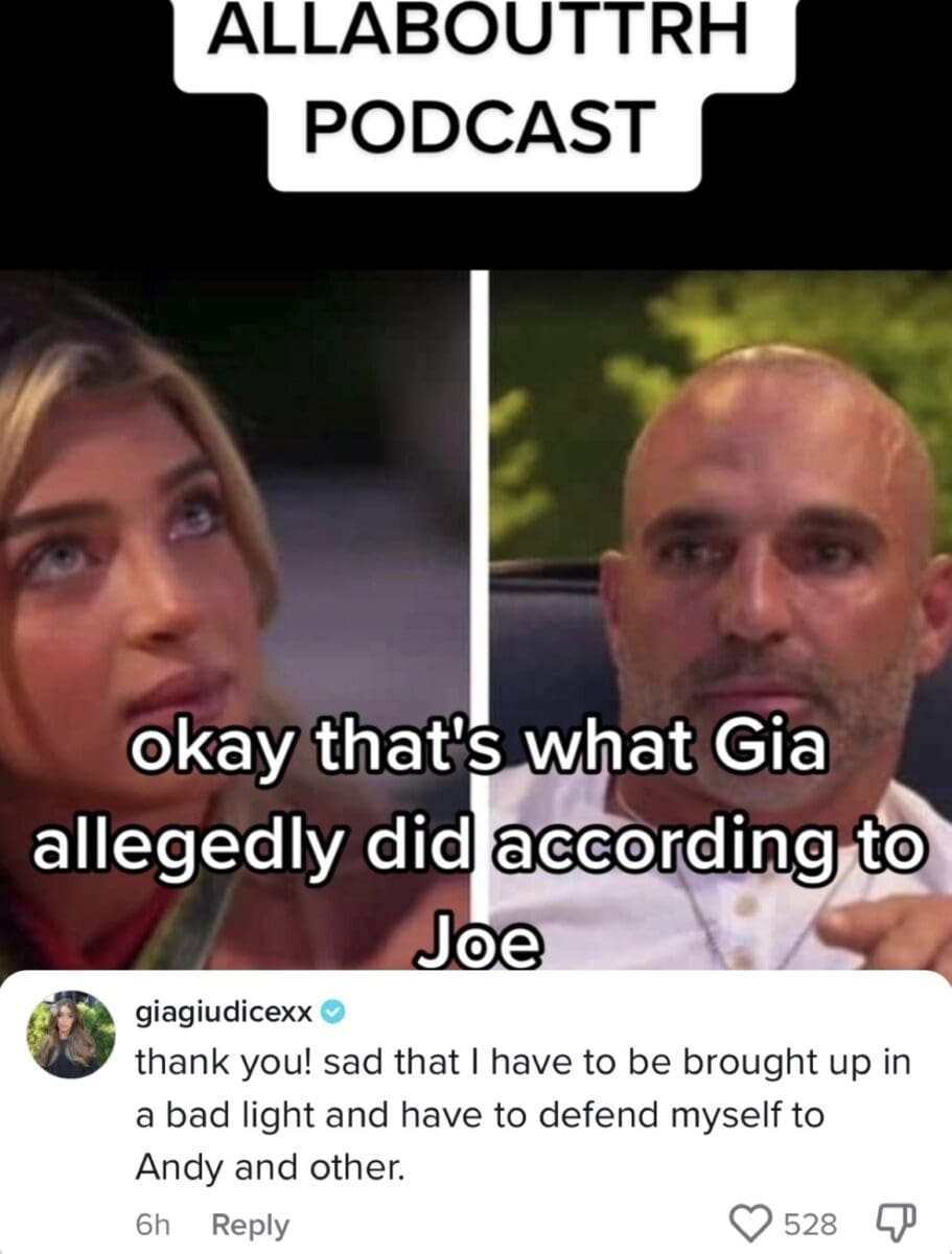 Gia Giudice reacts to Joe Gorga lying about her 