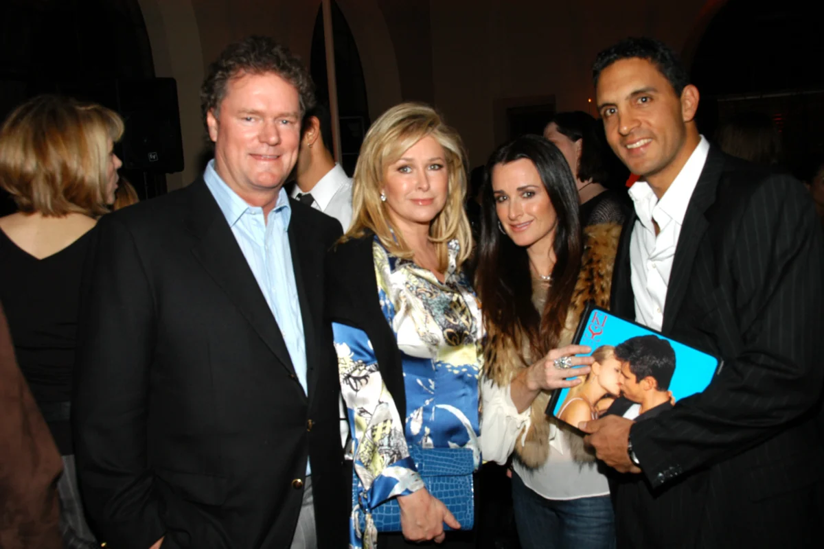 Rick Hilton, Kathy Hilton, Kyle Richards and Mauricio Umansky pose for photo at event in Los Angeles.