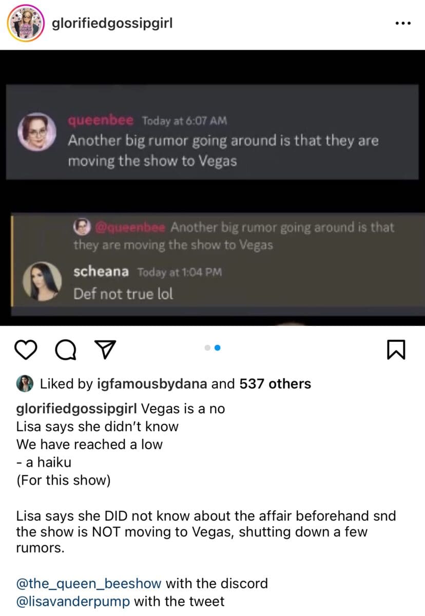 Scheana Shay denies rumors Vanderpump Rules is moving to Las Vegas.
