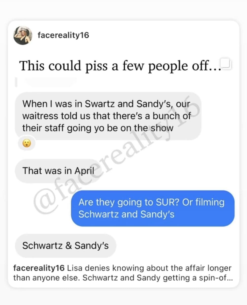 Gossip that Vanderpump Rules will begin to focus and film the staff of Schwartz and Sandy's