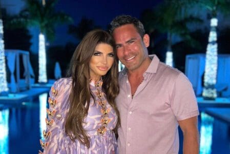 RHONJ stars Teresa Giudice and Louie Ruelas pose for photo while on vacation in Greece.