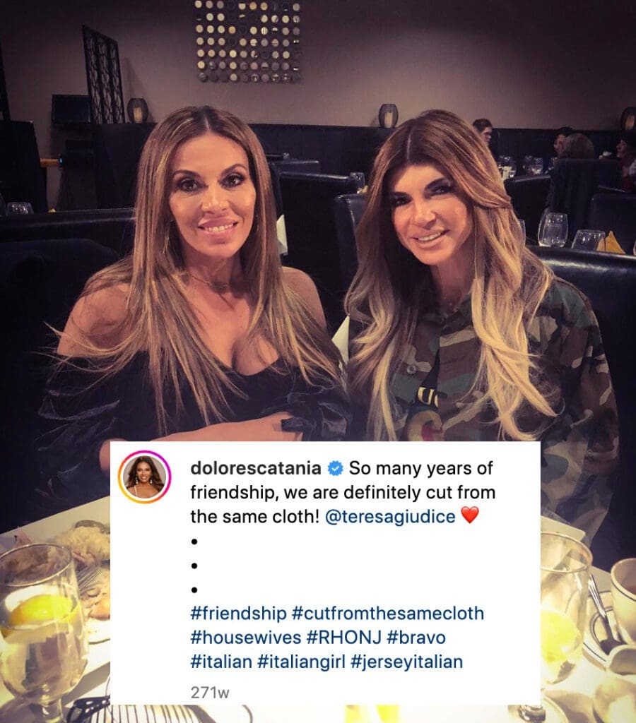 Dolores Catania and Teresa Giudice pose for photo while out to dinner