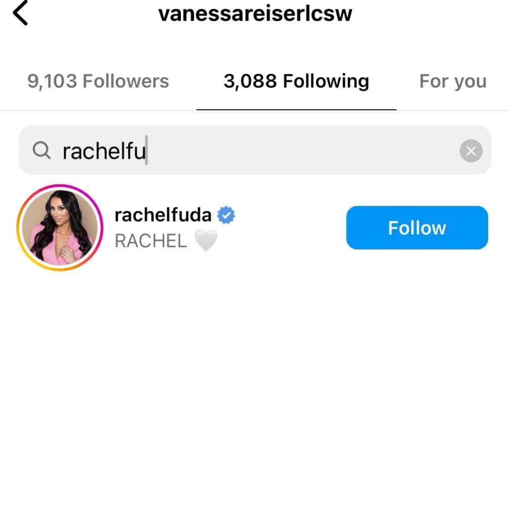 Vanessa Reiser follows RHONJ cast on Instagram