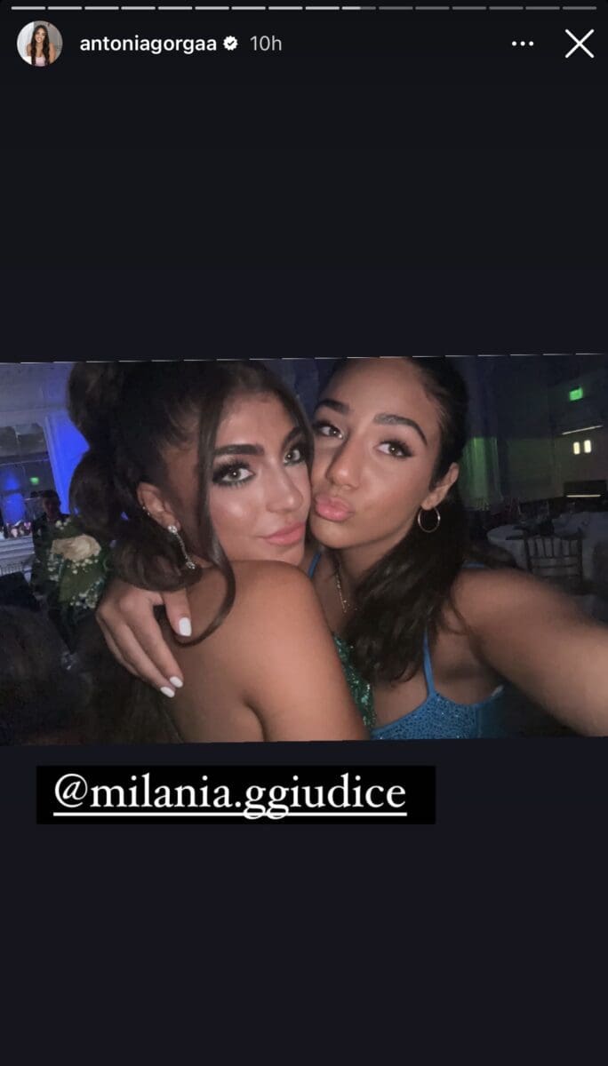 Milania Giudice and Antonia Gorga reunite at prom and pose for photo. 