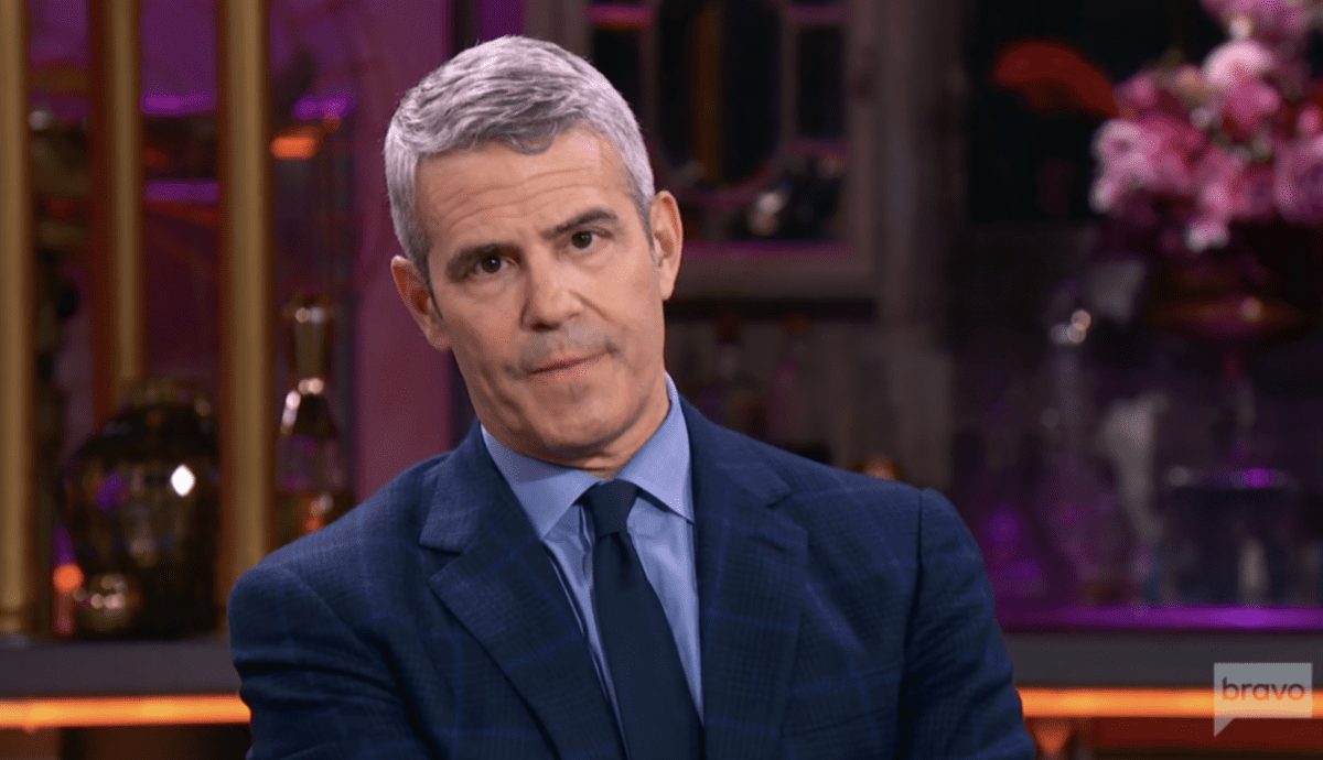 Andy Cohen looking annoyed by the drama Pump Rules reunion