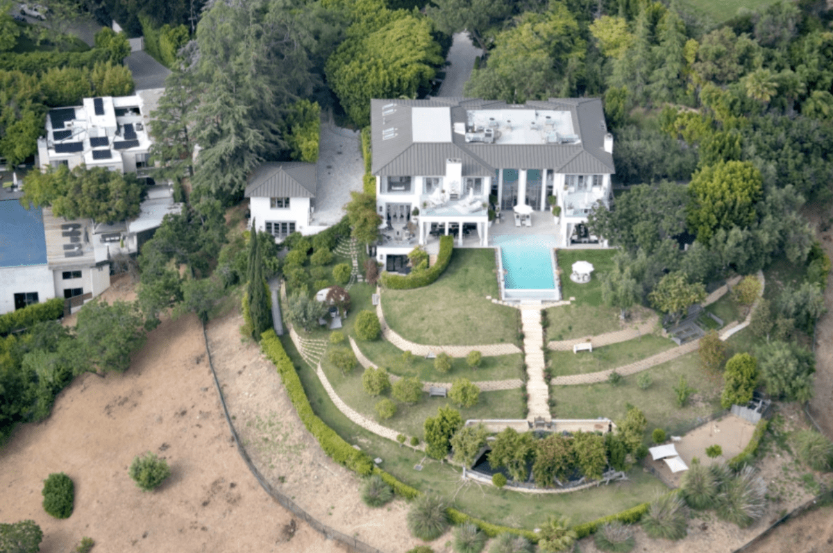 aerial  view of Lisa Vanderpump and Ken Todd's Beverly Hills home Villa Rosa 