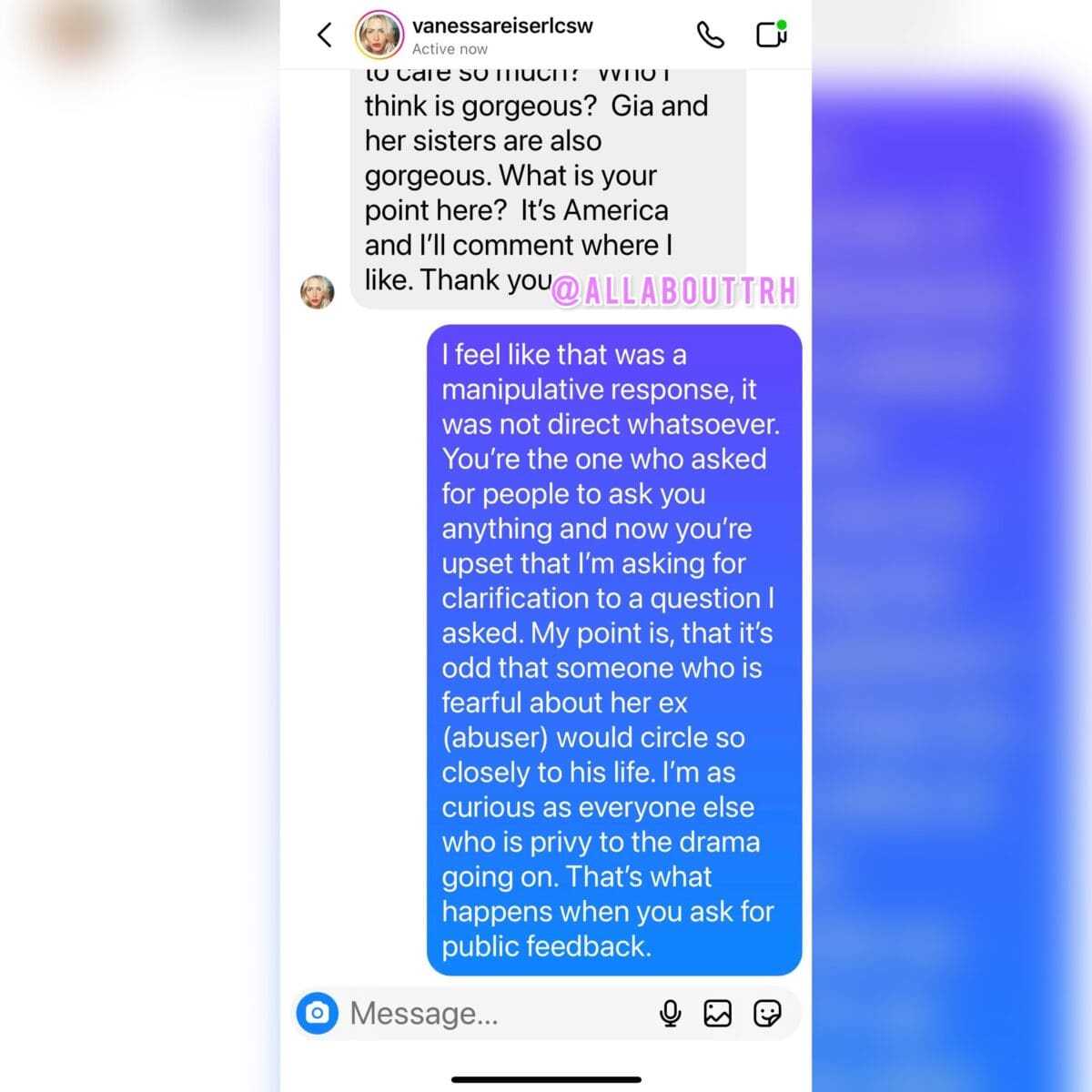 Vanessa Reiser defends commenting on Instagram posts from RHONJ cast