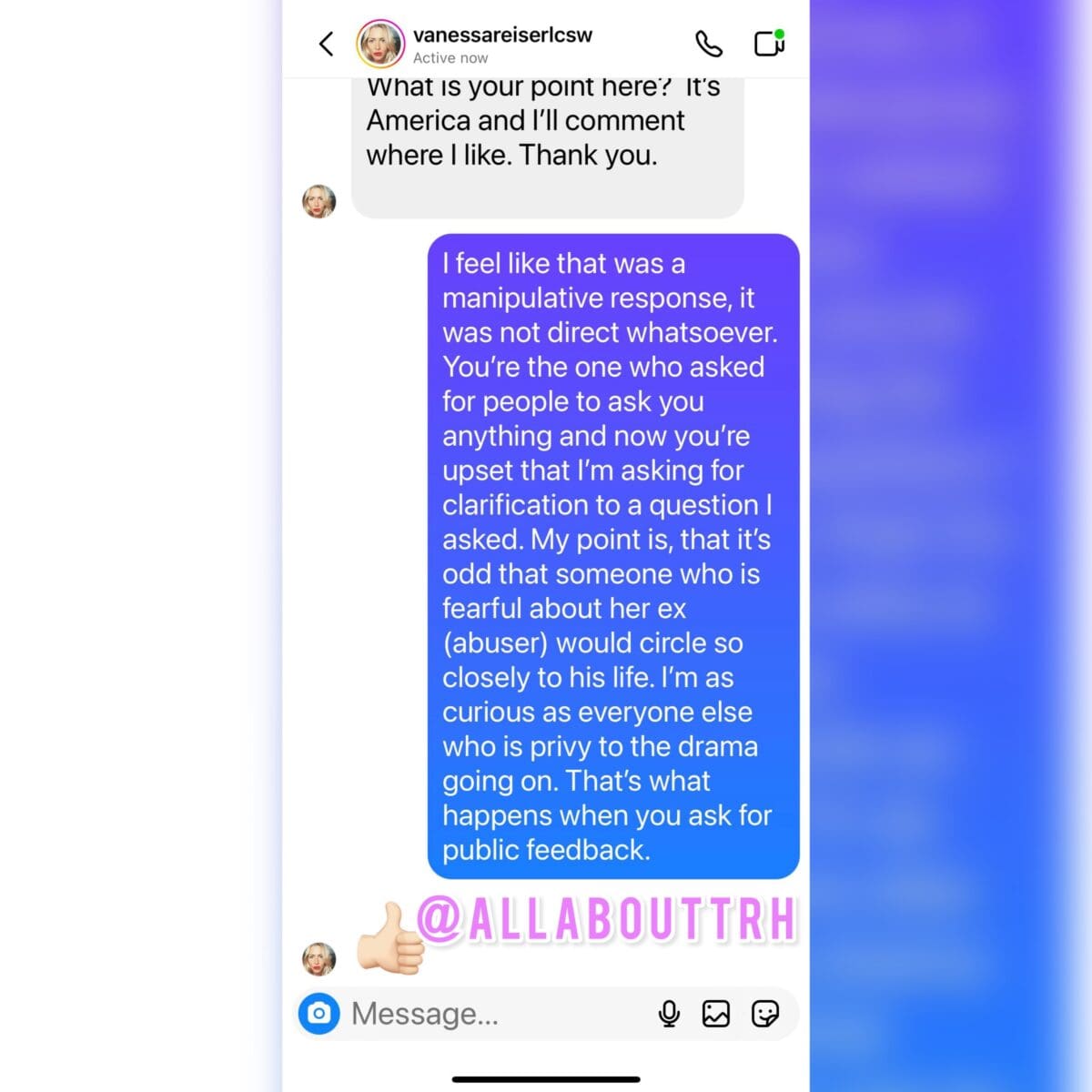 Vanessa Reiser defends commenting on Instagram posts from RHONJ cast