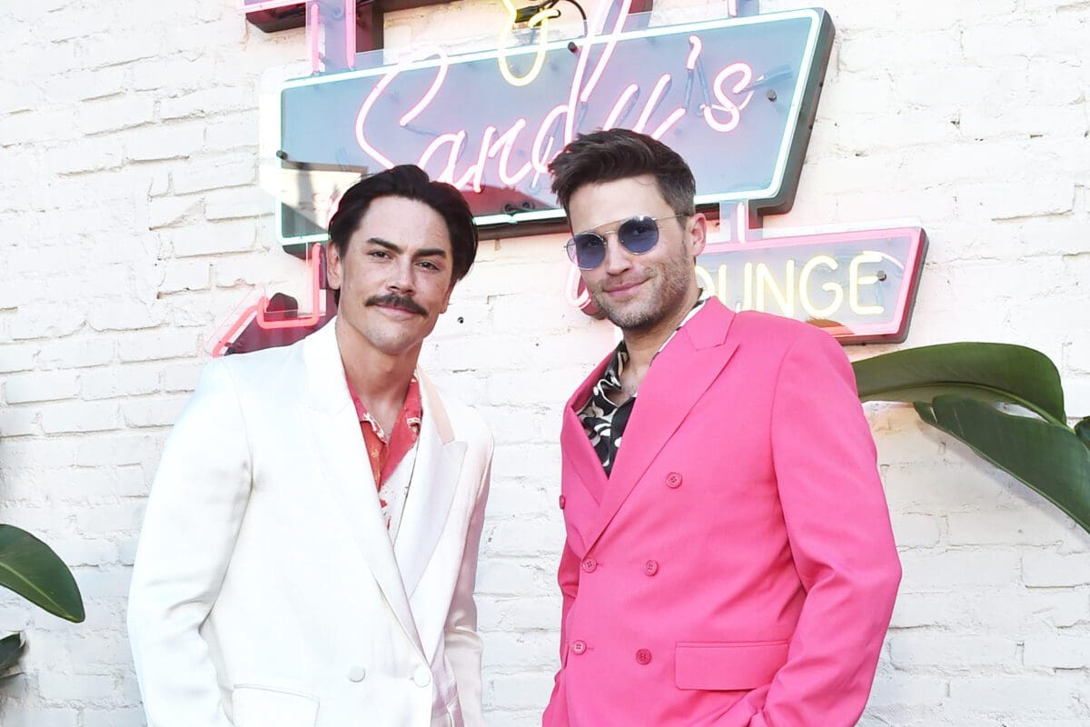 Pump Rules stars Tom Schwartz and Tom Sandoval pose outside their bar - Schwartz and Sandys