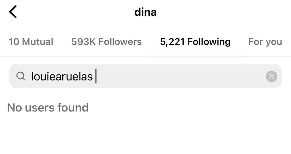 Dina Manzo stops following Louie Ruelas on Instagram