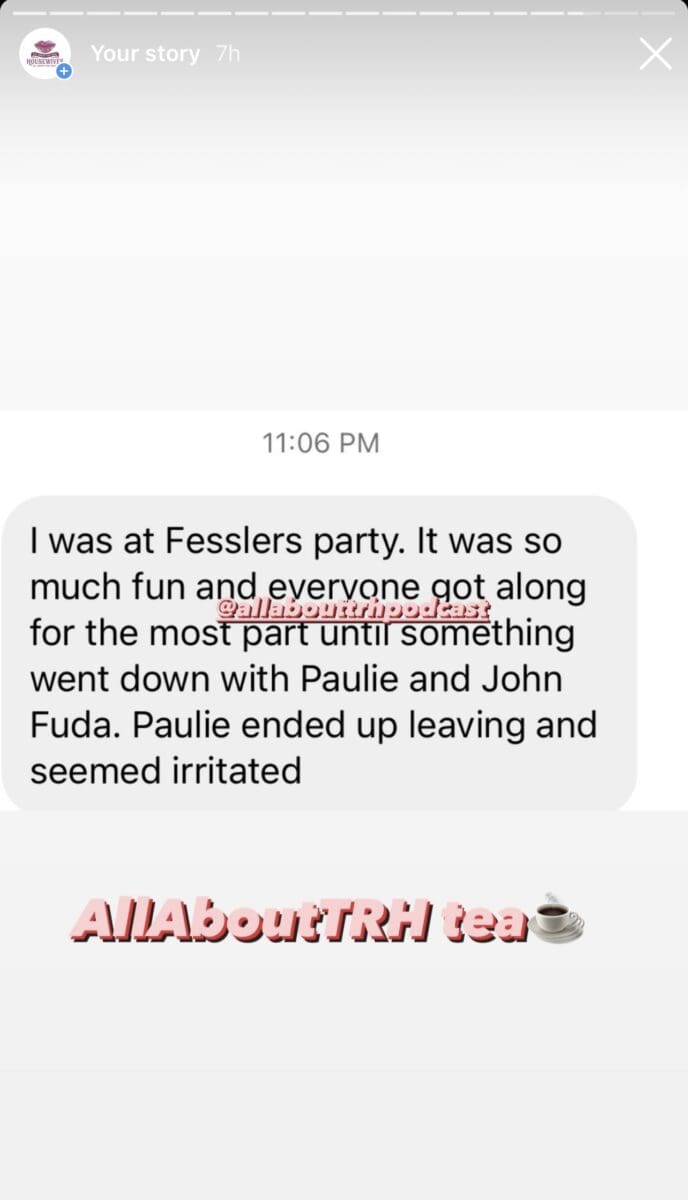 Eyewitness spills the tea about drama at Jennifer Fessler's party to AllAboutTRH