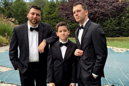 RHONJ's Chris Manzo, CJ Laurita, and Albie Manzo pose for photo in tuxes before a family wedding