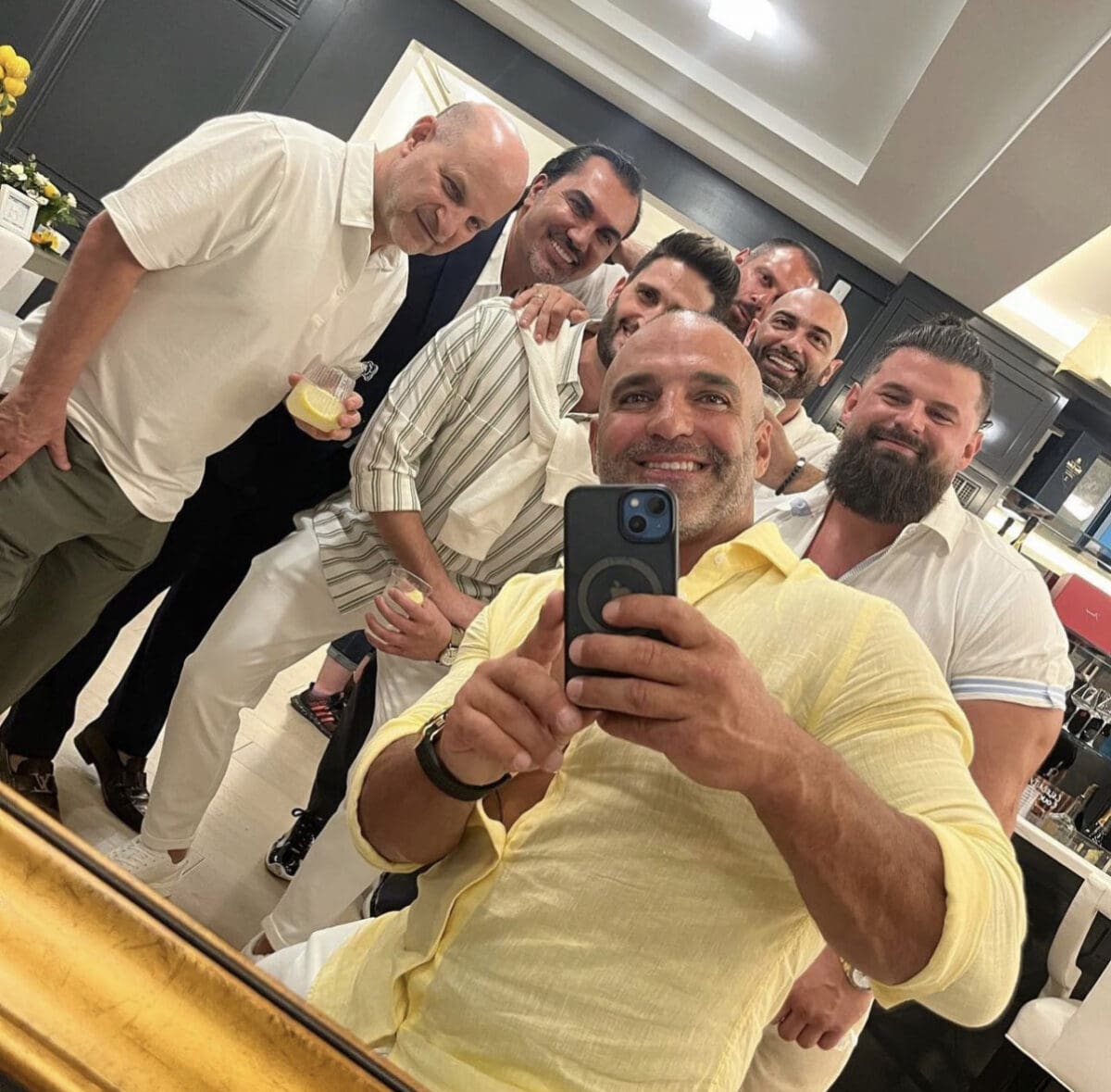 The men of RHONJ take a photo at Joe and Melissa's housewarming party