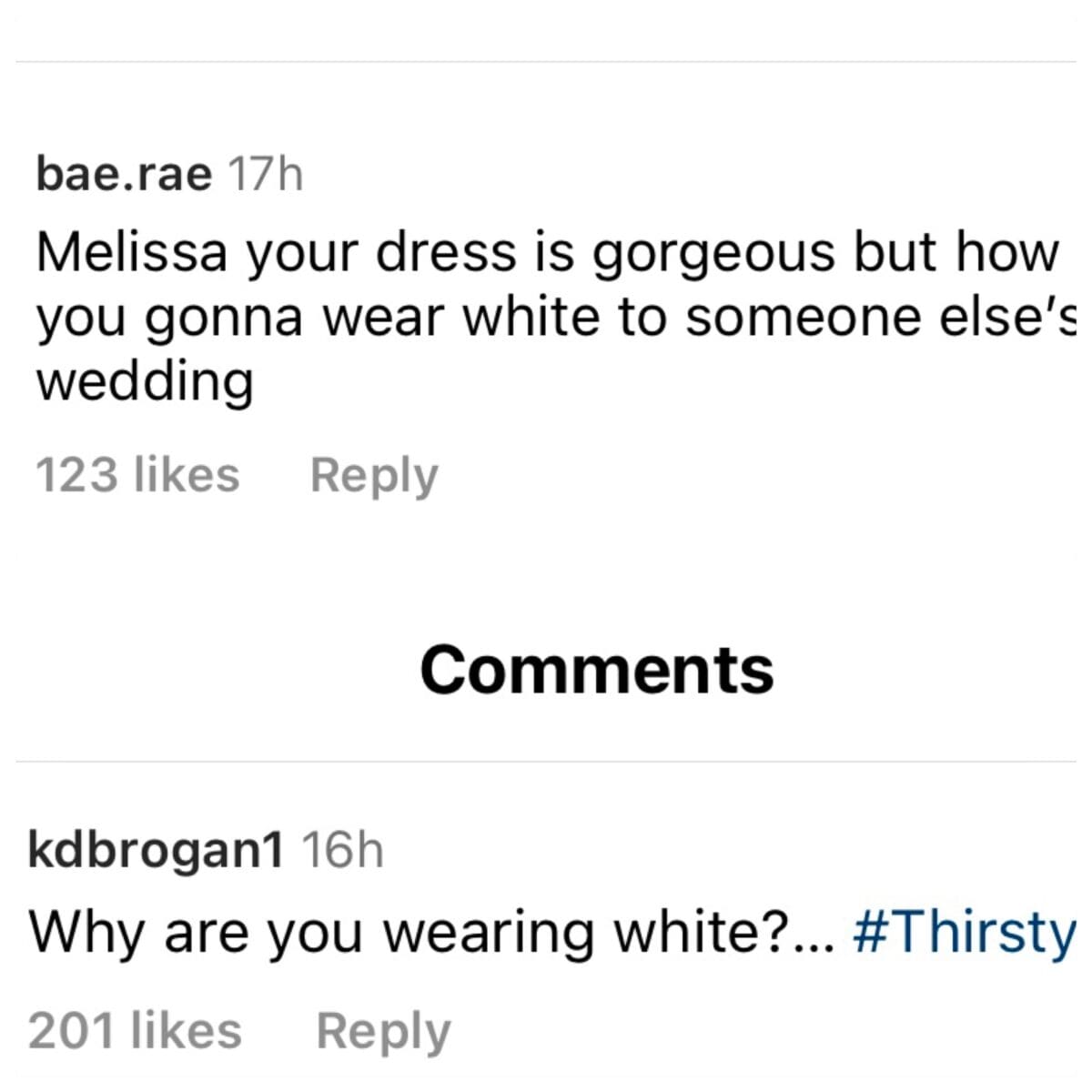 RHONJ fans call out Melissa Gorga for wearing white to her cousin's wedding.