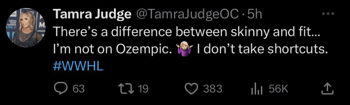 Tamra Judge says using Ozempic is a shortcut
