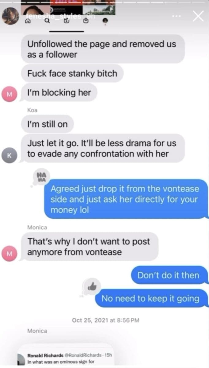 More leaked text messages between Tenesha Lockett and RHOSLC's Monica Garcia.