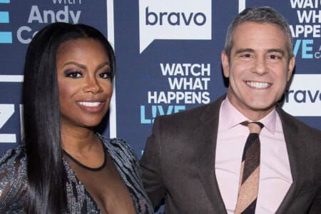 RHOA alum Kandi Burruss with Andy Cohen at WWHL Clubhouse
