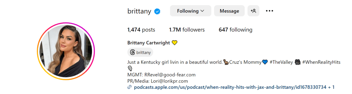 Brittany removes her married name from her Instagram profile amid separation from Jax