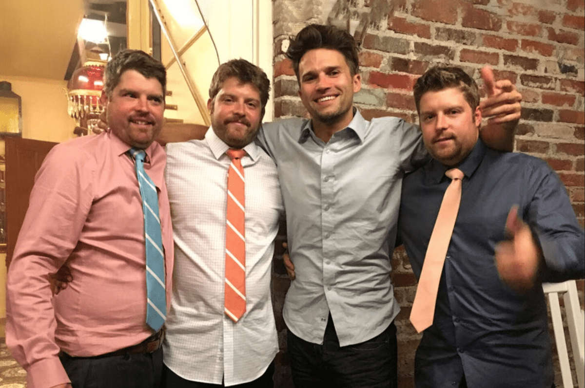 Tom Schwartz with histriplet brothers - Bert, Billy, and Brandon, the night before his wedding to ex Katie Maloney