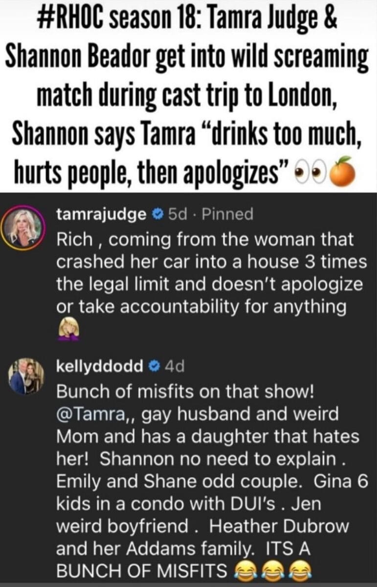 Kelly Dodd and Tamra Judge pop off about RHOC drama on social media. 