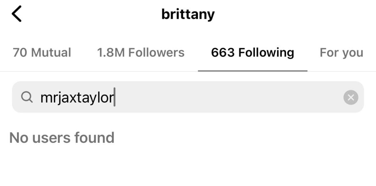 Brittany unfollows Jax on Instagram