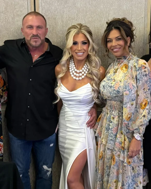 RHONJ's Dolores Catania poses with Frank Catania and Brittany Mattessich at the couple's wedding shower.