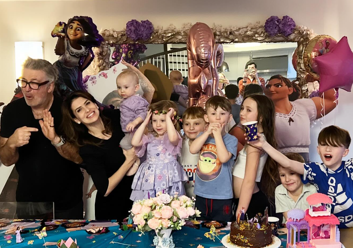 Potential RHOBH star Hilaria Baldwin and her husband Alec, pose for family photo with their seven kids. 