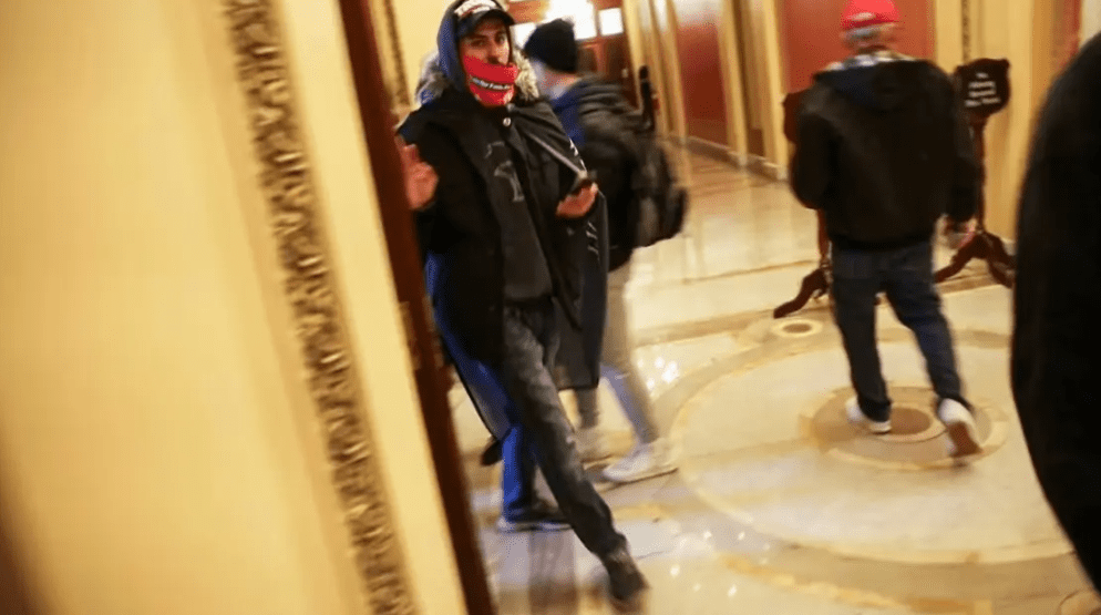 Footage of Siggy Flicker's stepson inside Capitol building on January 6 via U.S. Attorney's Office for the District of Columbia