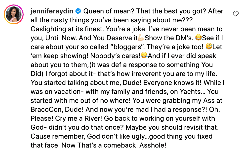 Jennifer Aydin goes on off Tamra Judge's mean girl antics amid her social media meltdown. 